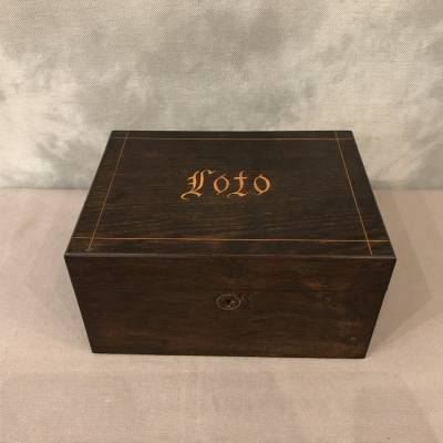 Jeu de loto ancien vers 1900 dans son coffret en bois d’acajou