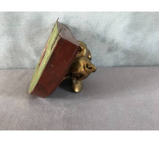 Bronze tête de chien sur socle en marbre d'époque 19 ème