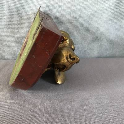 Bronze tête de chien sur socle en marbre d'époque 19 ème