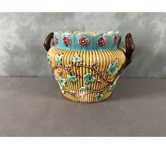 Cache pot en faience de Louvain d'époque 19 ème