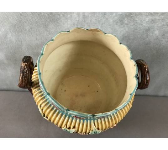 Cache pot en faience de Louvain d'époque 19 ème