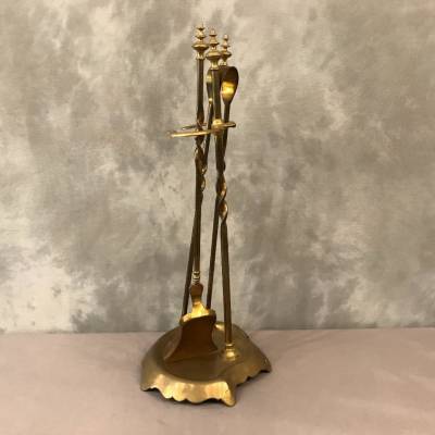 Servant of antique fireplace in vintage brass 19 th Louis Philippe