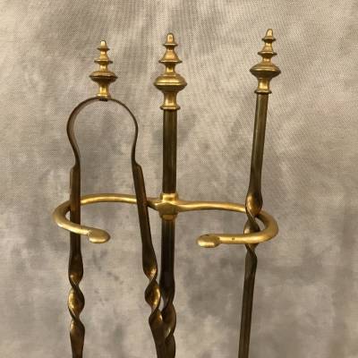 Servant of antique fireplace in vintage brass 19 th Louis Philippe