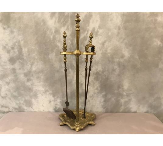 Servant of antique fireplace in bronze and period iron 19 th of the Louis XVI style