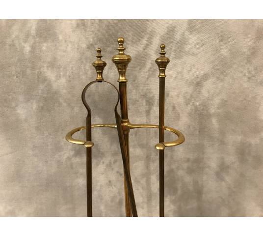 Servant of antique fireplace in vintage brass - 19th.