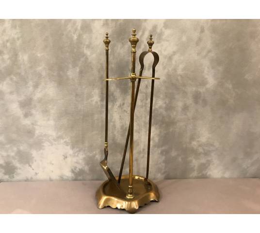 Servant of antique fireplace in vintage brass - 19th.