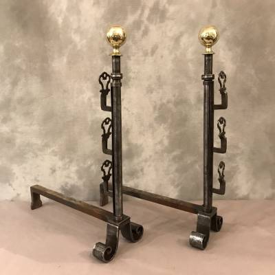 Old fashions of wrought iron and vintage brass ball 18 th