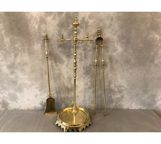 Servant of antique fireplace in vintage brass 19 th