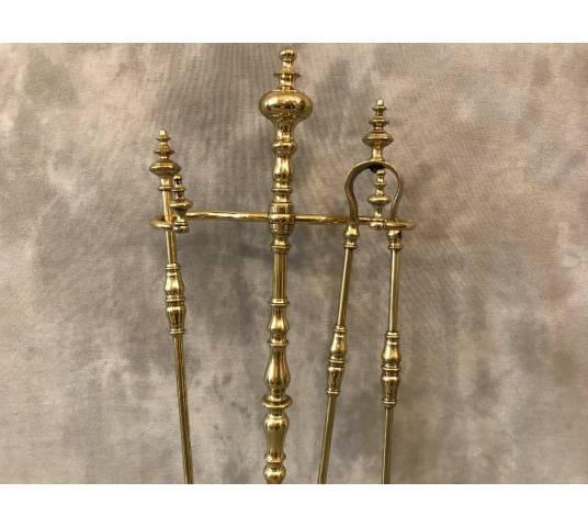 Servant of antique fireplace in vintage brass 19 th