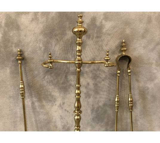 Servant of antique fireplace in vintage brass 19 th