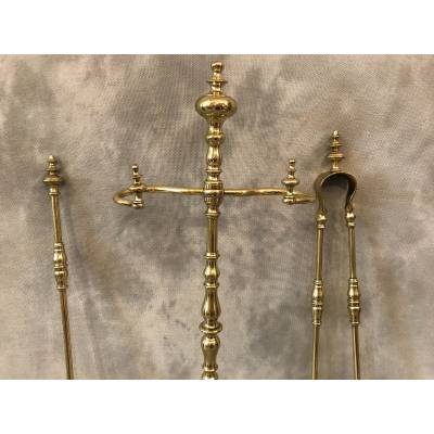 Servant of antique fireplace in vintage brass 19 th