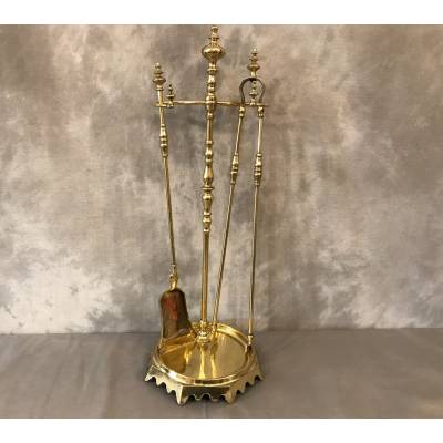 Servant of antique fireplace in vintage brass 19 th