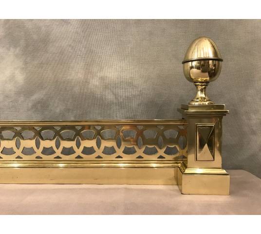 Ravissante barre de foyer en bronze et laiton d'époque 19 ème