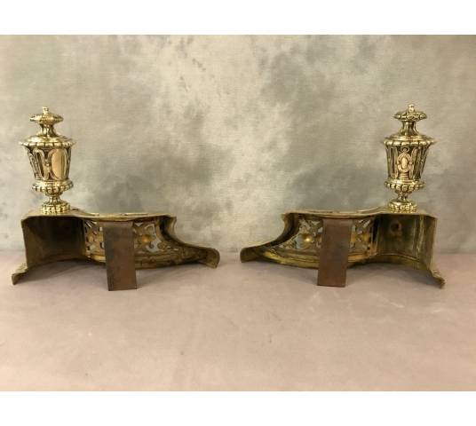 Pair of old, polished bronze caterpillars Louis XVI of the day 19 th