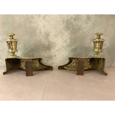 Pair of old, polished bronze caterpillars Louis XVI of the day 19 th