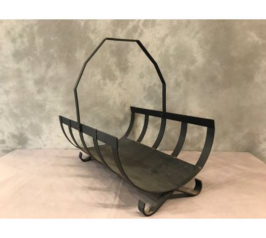 Cart basket, iron wood basket XXth