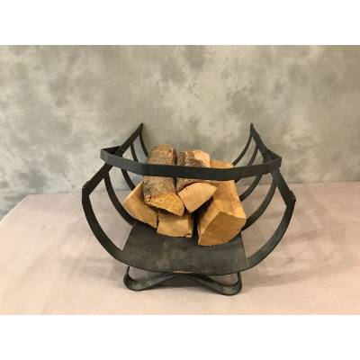 Cart basket, iron wood basket XXth