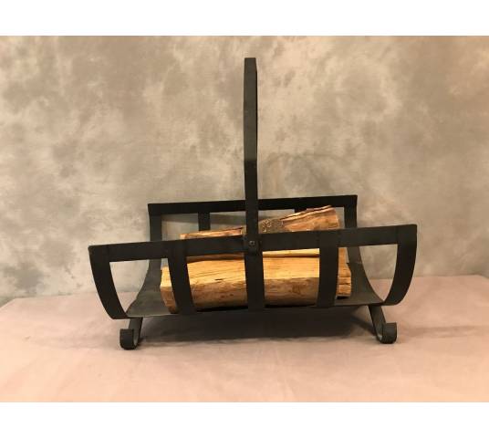 Cart basket, iron wood basket XXth