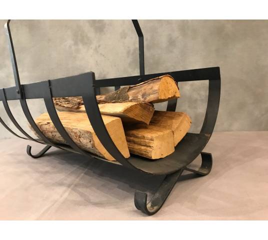 Cart basket, iron wood basket XXth