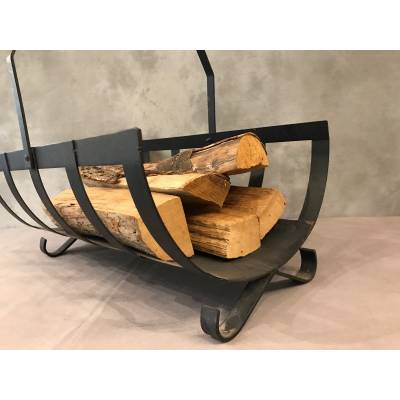 Cart basket, iron wood basket XXth