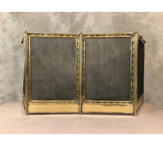 Pare fire of antique fireplace in vintage pressed brass 19 th