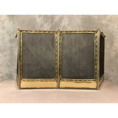 Pare fire of antique fireplace in vintage pressed brass 19 th